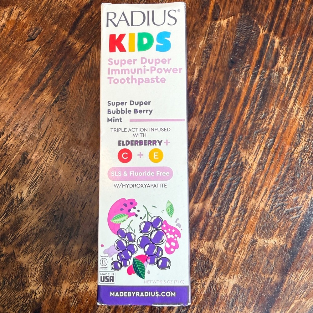 Radius Kids Super Duper Immuni-Power Toothpaste Bubble Berry Mint 2.5oz 71g‎ NEW